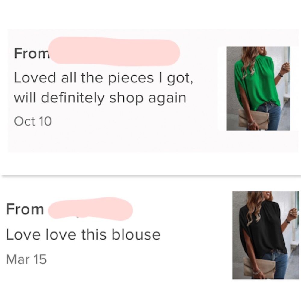 Green Blouse Top Flowy, High Neck - Picture 6 of 9